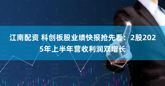 江南配资 科创板股业绩快报抢先看：2股2025年上半年营收利润双增长
