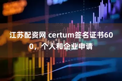 江苏配资网 certum签名证书600，个人和企业申请